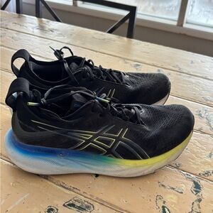 ASICS Black Sneakers with Blue and Yellow Gradient
